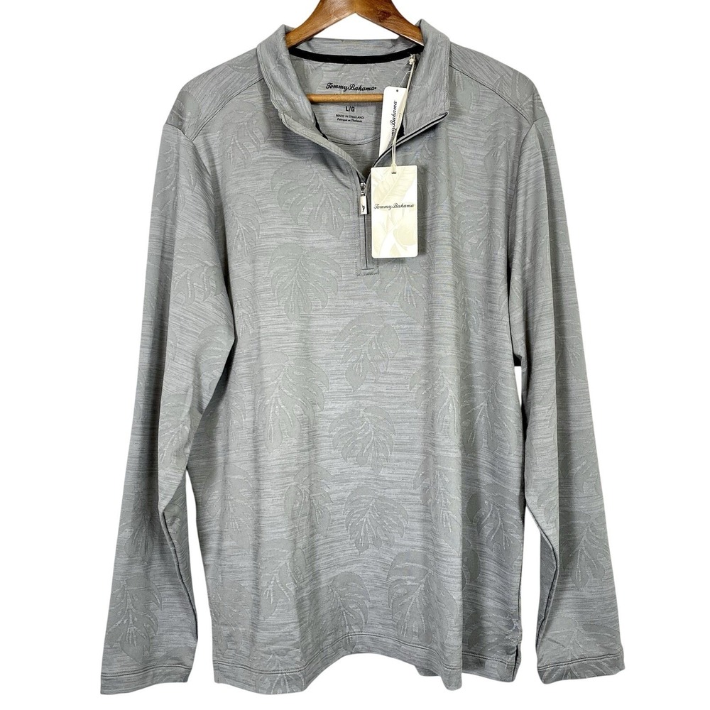 NWT $138 Tommy Bahama Size‎ Large IslandZone Long Sleeve Shirt Monsterra 1/2 Zip